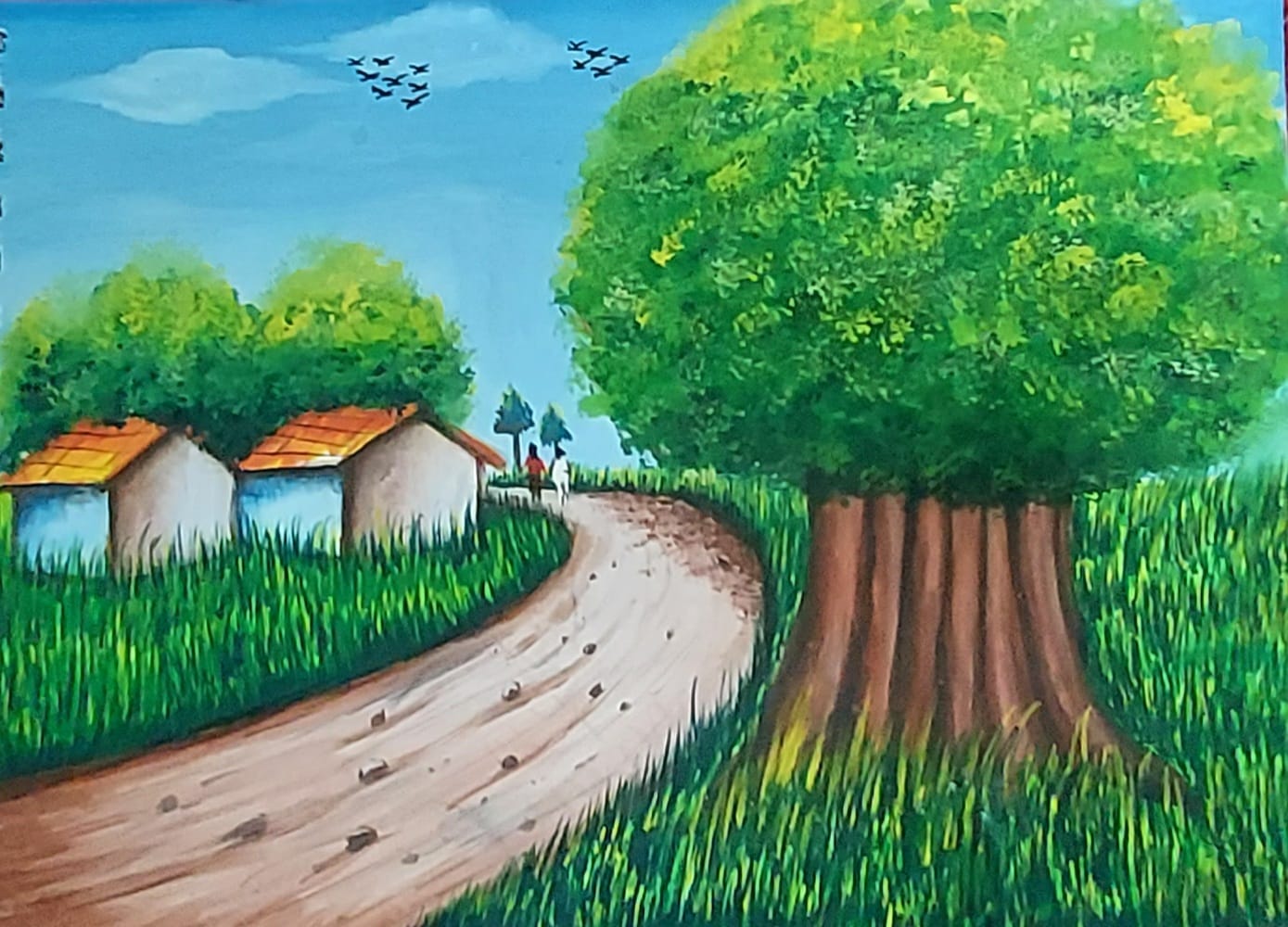 Village pathway — Poster colour