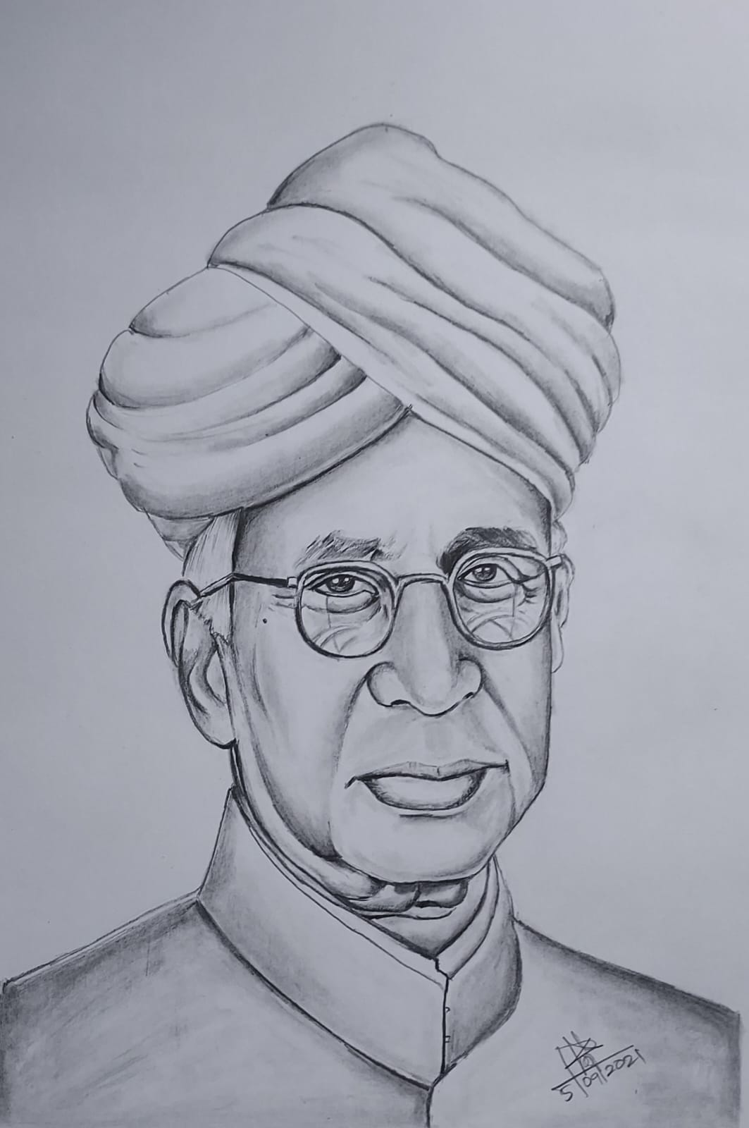 Dr. S. Radhakrishnan portrait — Pencil portrait
