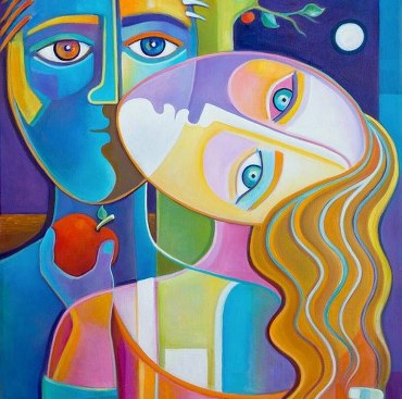 Cubist portrait in acrylic