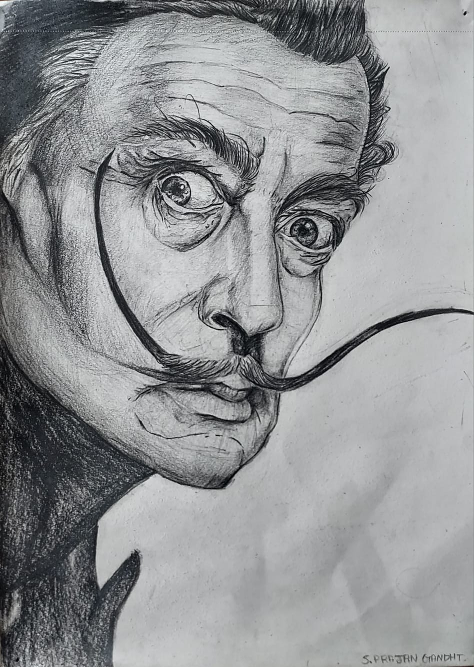 Salvador Dalí study — Pencil portrait