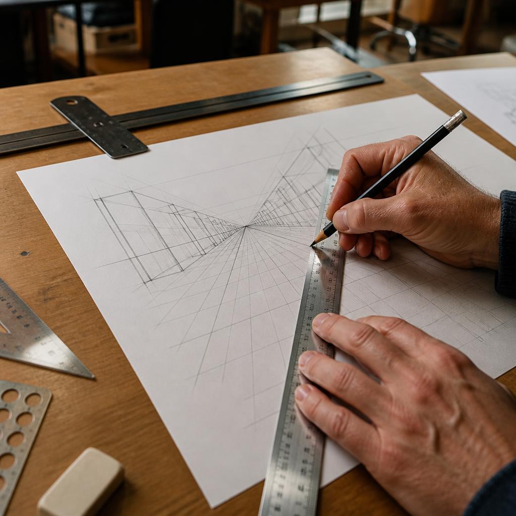 Perspective drawing and visual art photo